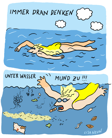 Lustige Cartoons Schwimmen / Schwimmen Clipart Bild kostenlos